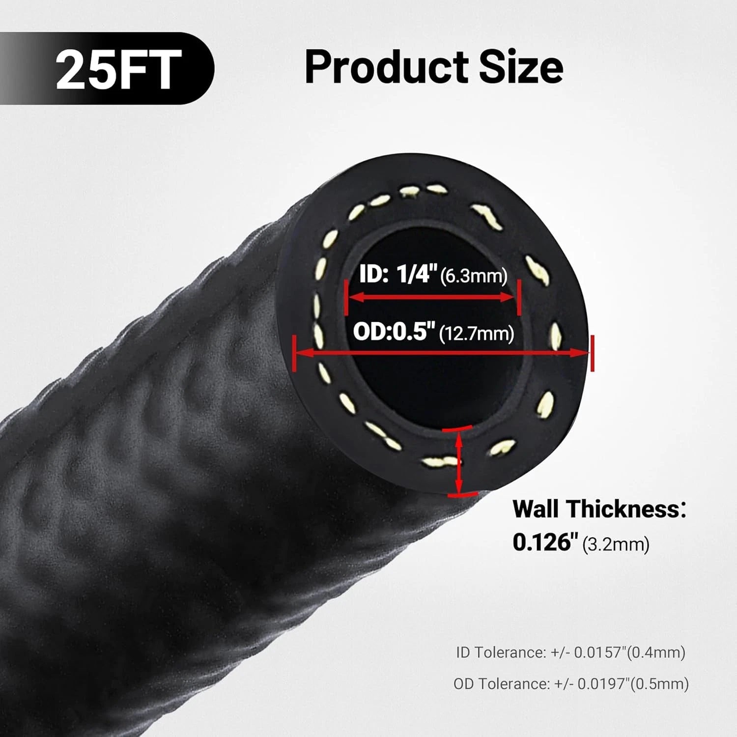 1/4 Inch 25 ft SAE J30R9 Fuel Line Hose for Gas, Diesel, E85 (1990–1990)