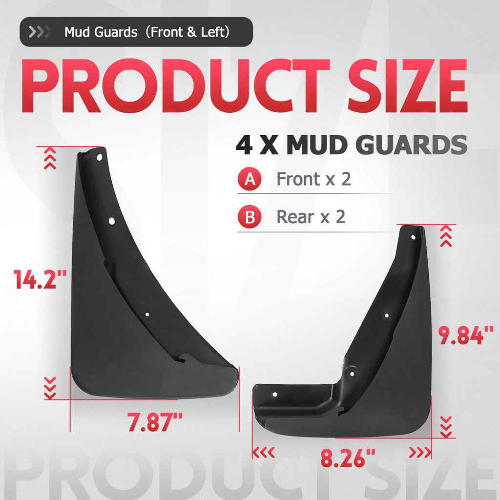 Set of 4 Fender Mud Splash Guards for Dodge Challenger (2015–2023)