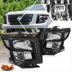Headlights for Nissan Titan XD (2016–2024) OE Style Black Housing Clear Corner