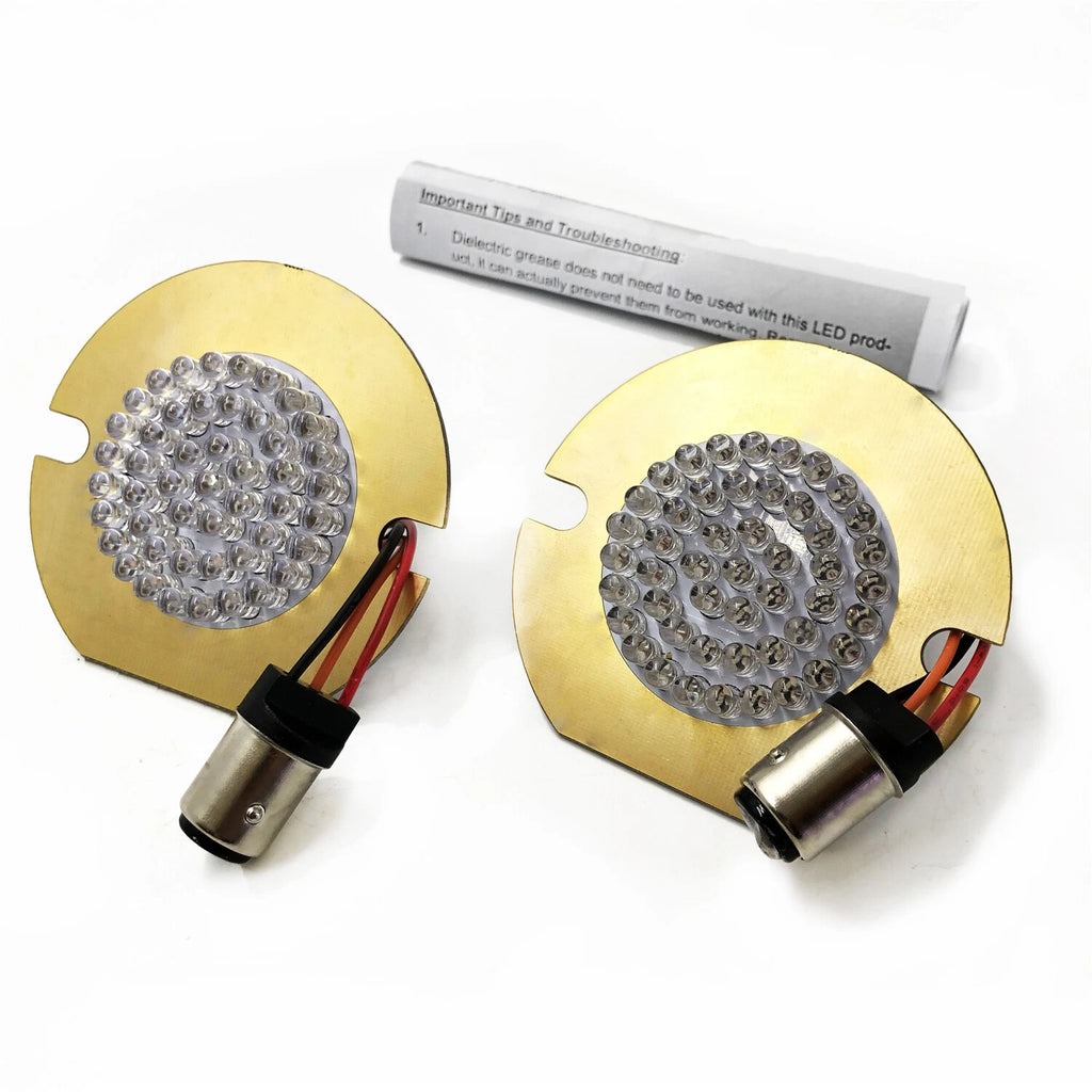 2X 3" Red Flat Style 1157 Rear Turn Signal LED Inserts for Harley Davidson (USA)
