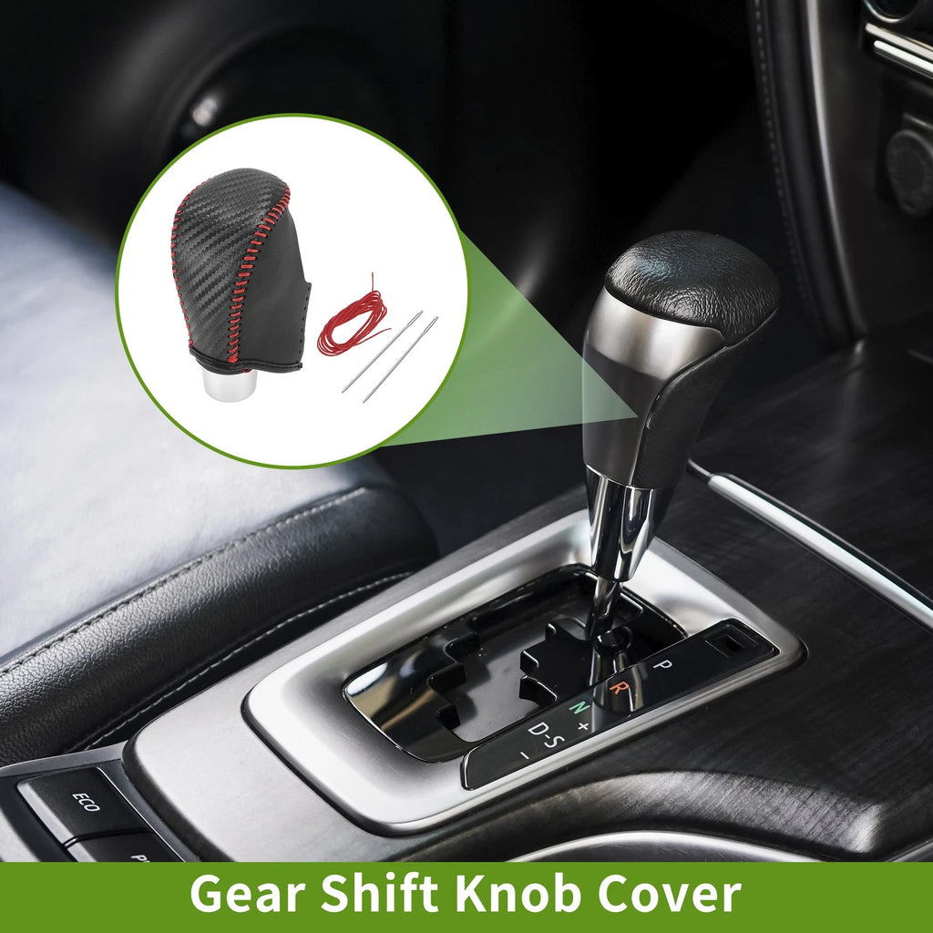 Gear Shift Knob Cover for Nissan Rogue (2017–2020) Black Carbon Fiber Red