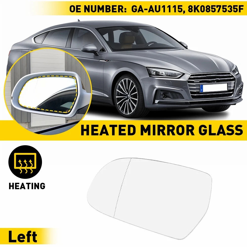 Heated Driver Side Rear View Mirror Glass for Audi A5 A4 A3 S5 (2008-2020)