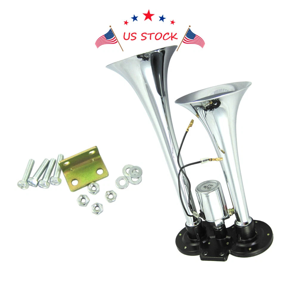 Dual Trumpet Air Horn for Truck RV Boat (12V)
