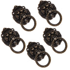 5Pcs Antique Bronze Lion Head Drawer Door Knob Pulls for Cabinets