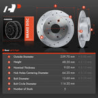 Set of 2 Rear Drilled Brake Rotors for Honda Civic Accord Acura Integra