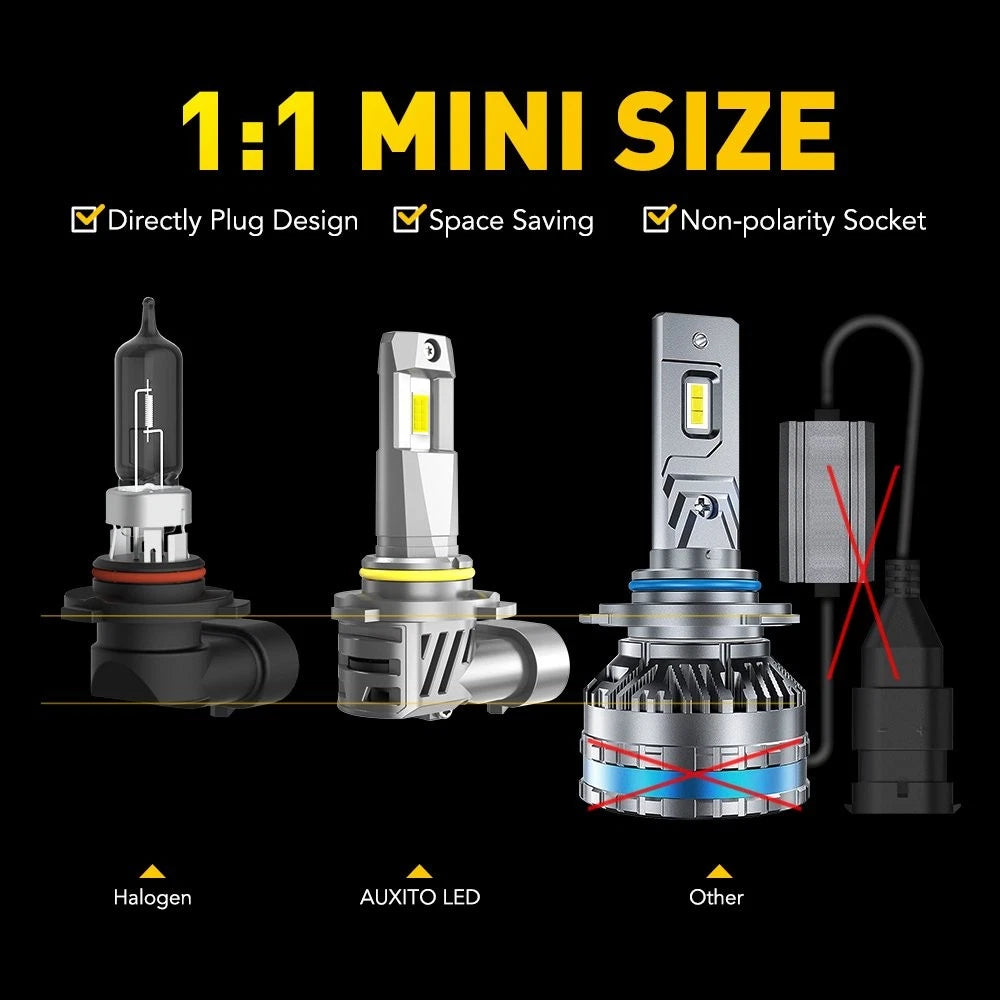 2X CANBUS 9005 LED Headlight Bulbs Kit for High/Low Beam (4000LM)