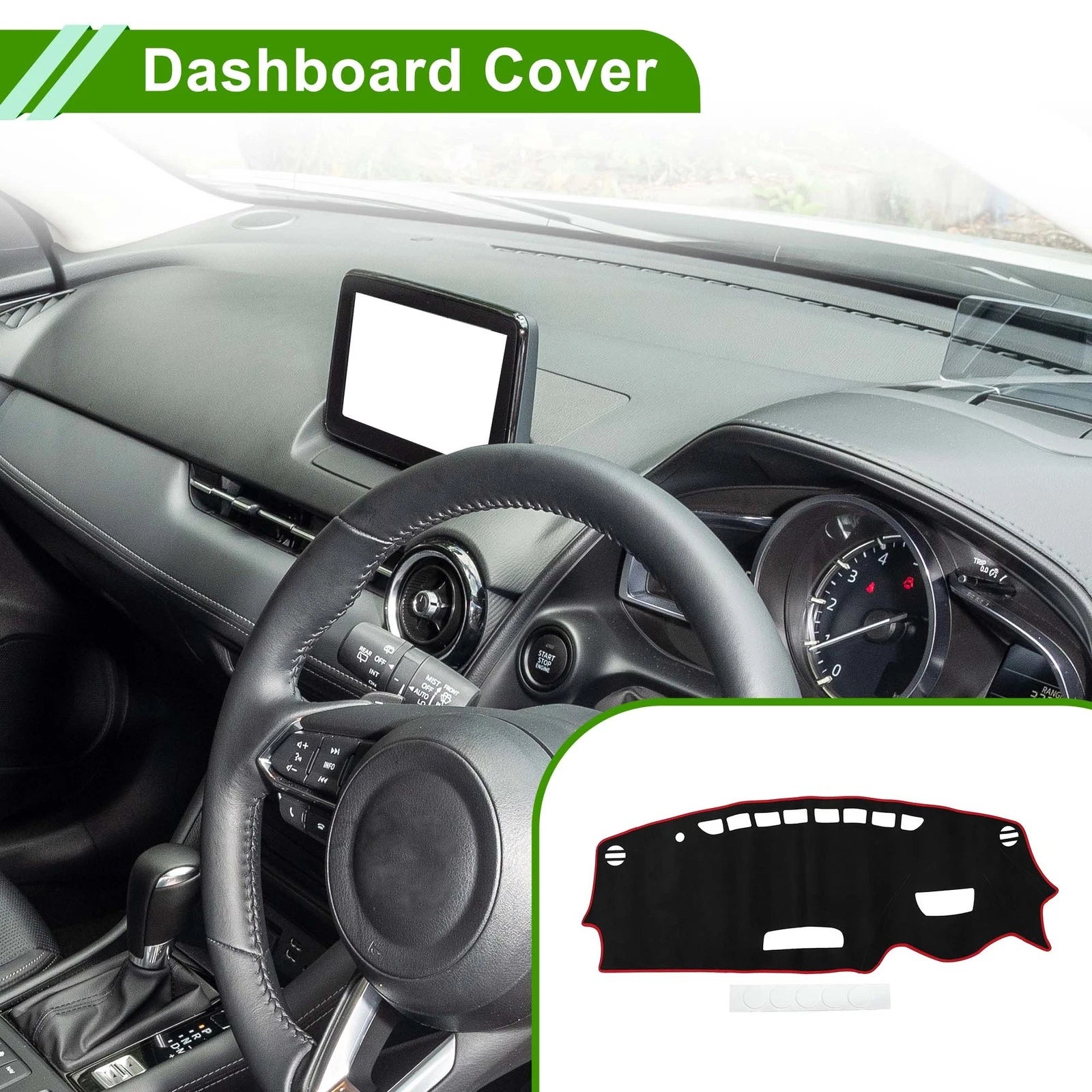 Dashboard Cover Mat for Mazda CX-3 (2016–2022) Sun Protector Black Red