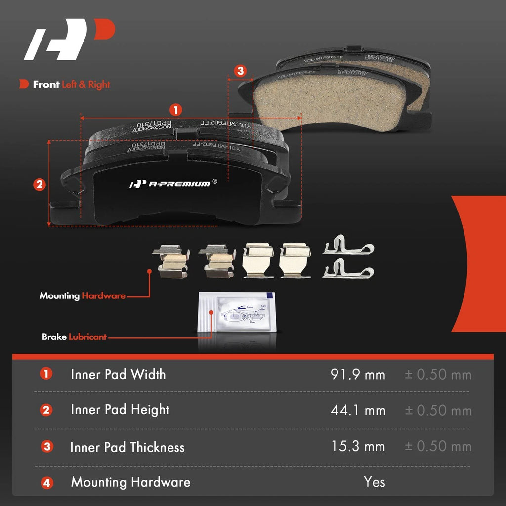 Set of 4 Front Ceramic Brake Pads for Mitsubishi Mirage (2014–2020)