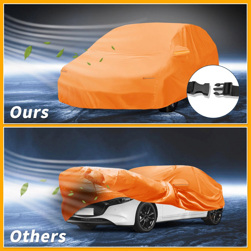 Waterproof All Weather Car Cover for Mazda 3  - Orange, Zipper