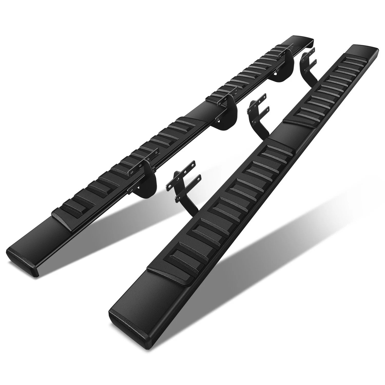 Set of 2 Black Aluminum Flat Side Step Bars for Ram 1500 Crew Cab (2019–2024)