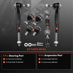 Set of 8 Inner & Outer Tie Rod Ends for Chevy Trailblazer GMC Envoy (2002–2009)