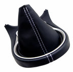 Leather Manual Shift Boot Cover for Nissan 370Z (2008–2019) Black White Stitch
