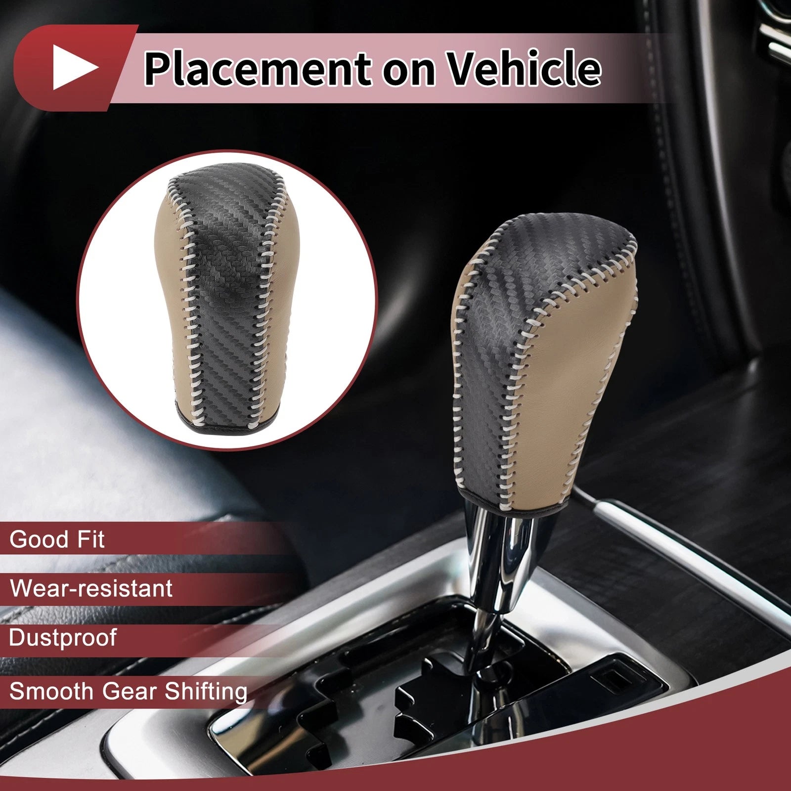 1Pc Gear Shift Knob Cover for Honda Inspire (2023) Beige Faux Leather