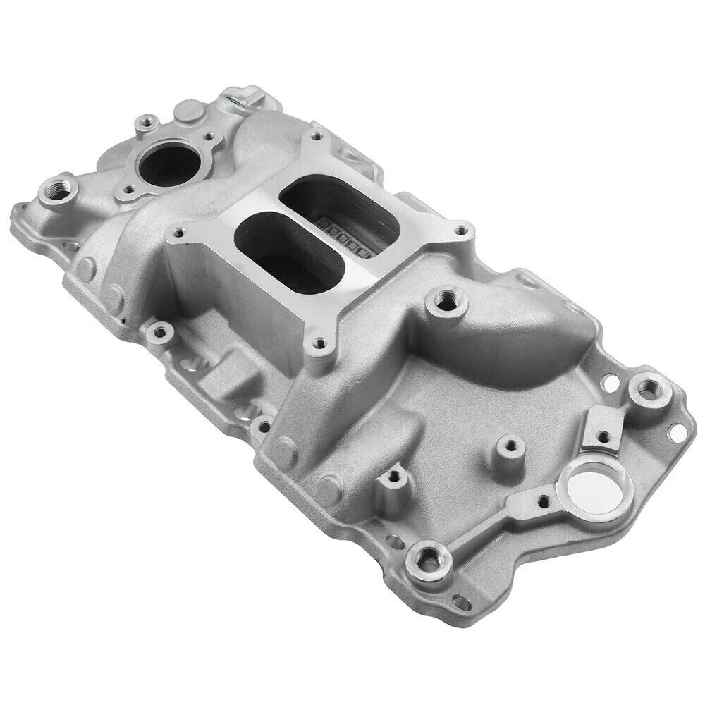 Satin Aluminum Intake Manifold for Small Block Chevy SBC 305 327 350 400 (1957–1986)
