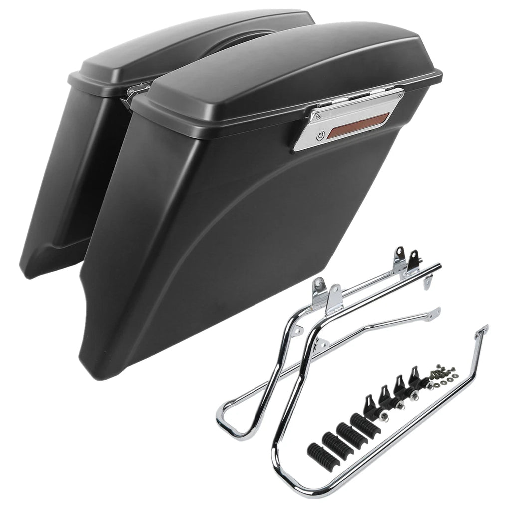 Matte Hard Saddle Bags with Conversion Bracket for Harley Softail Fatboy (1984–2017)