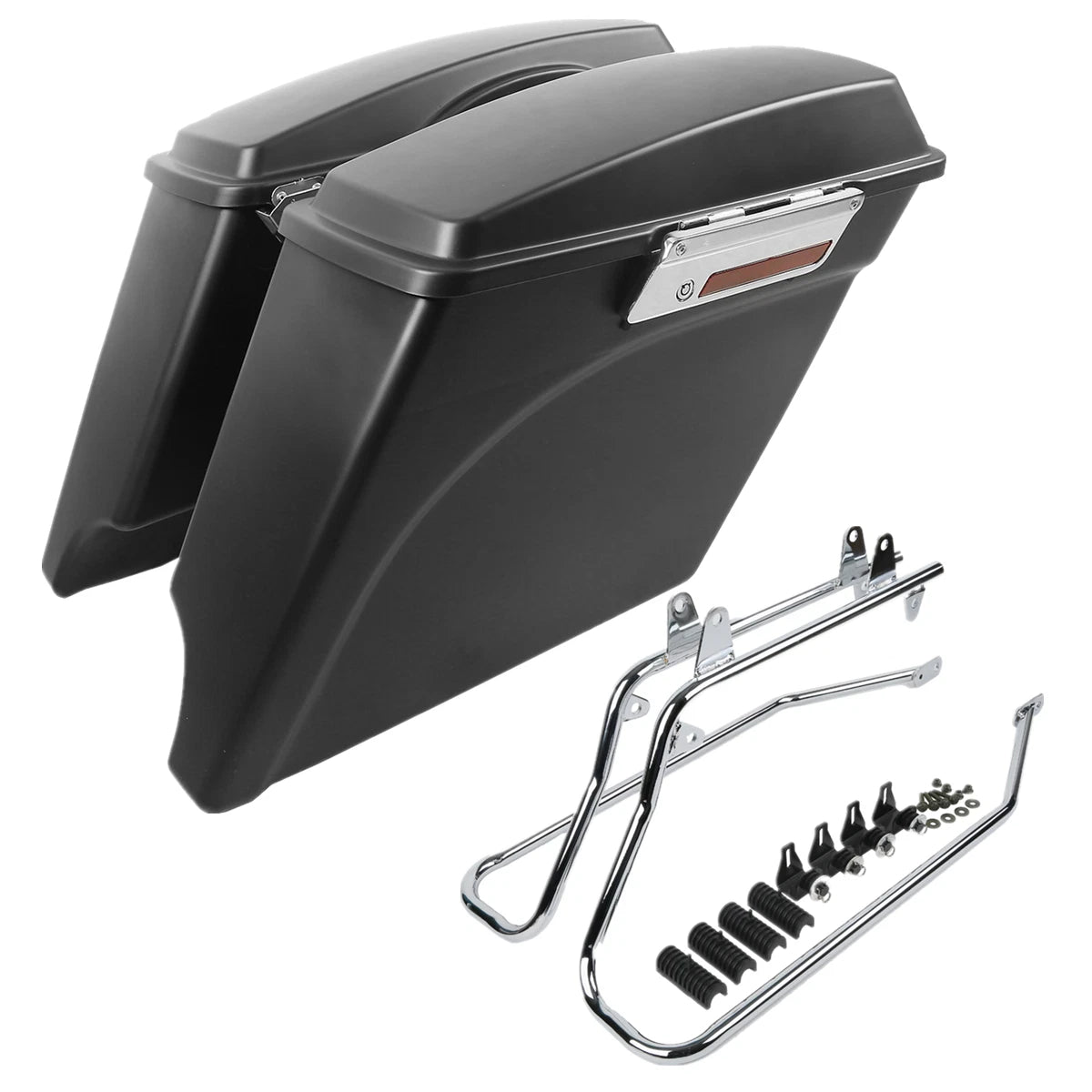 Matte Hard Saddle Bags with Conversion Bracket for Harley Softail Fatboy (1984–2017)