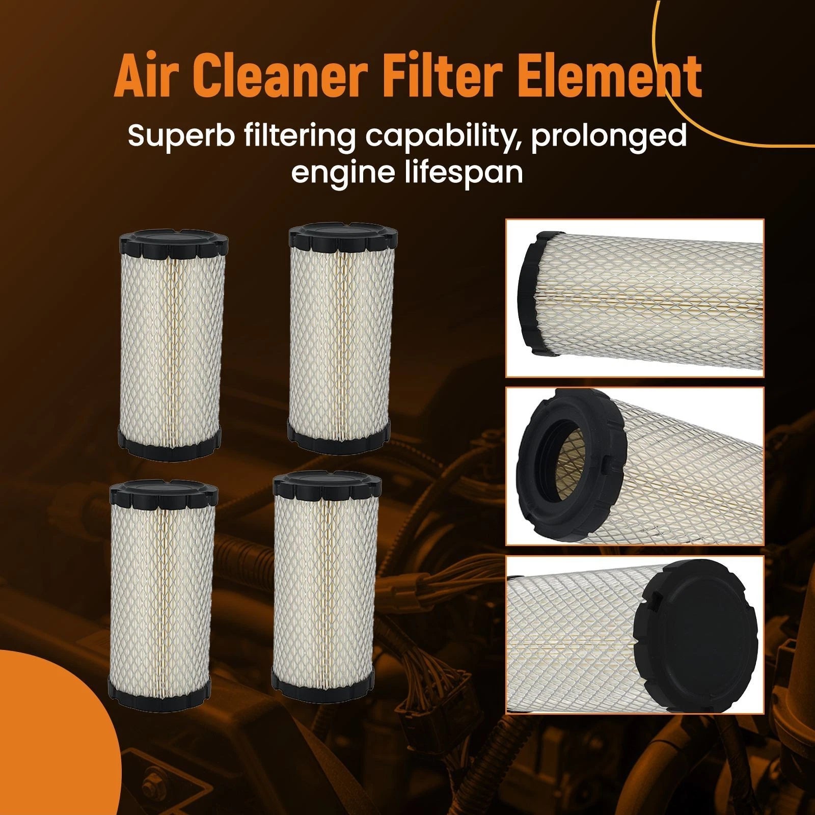Set of 4 Engine Air Filters for Club Car Precedent Gas (2004–2016)