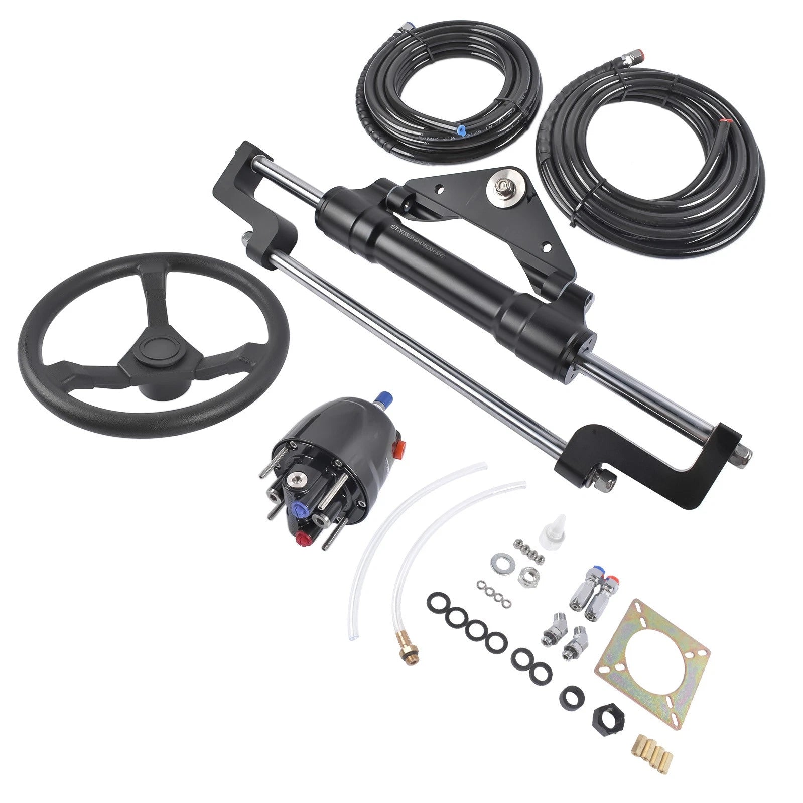 Hydraulic Outboard Boat Steering Kit for Various Models (20ft Hoses)