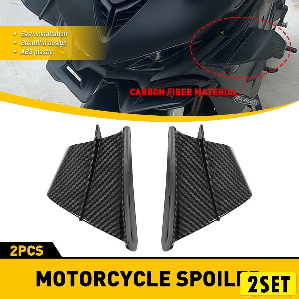 Set of 2 Air Winglets Side Deflector Spoilers for Motorcycle (Carbon Fiber)
