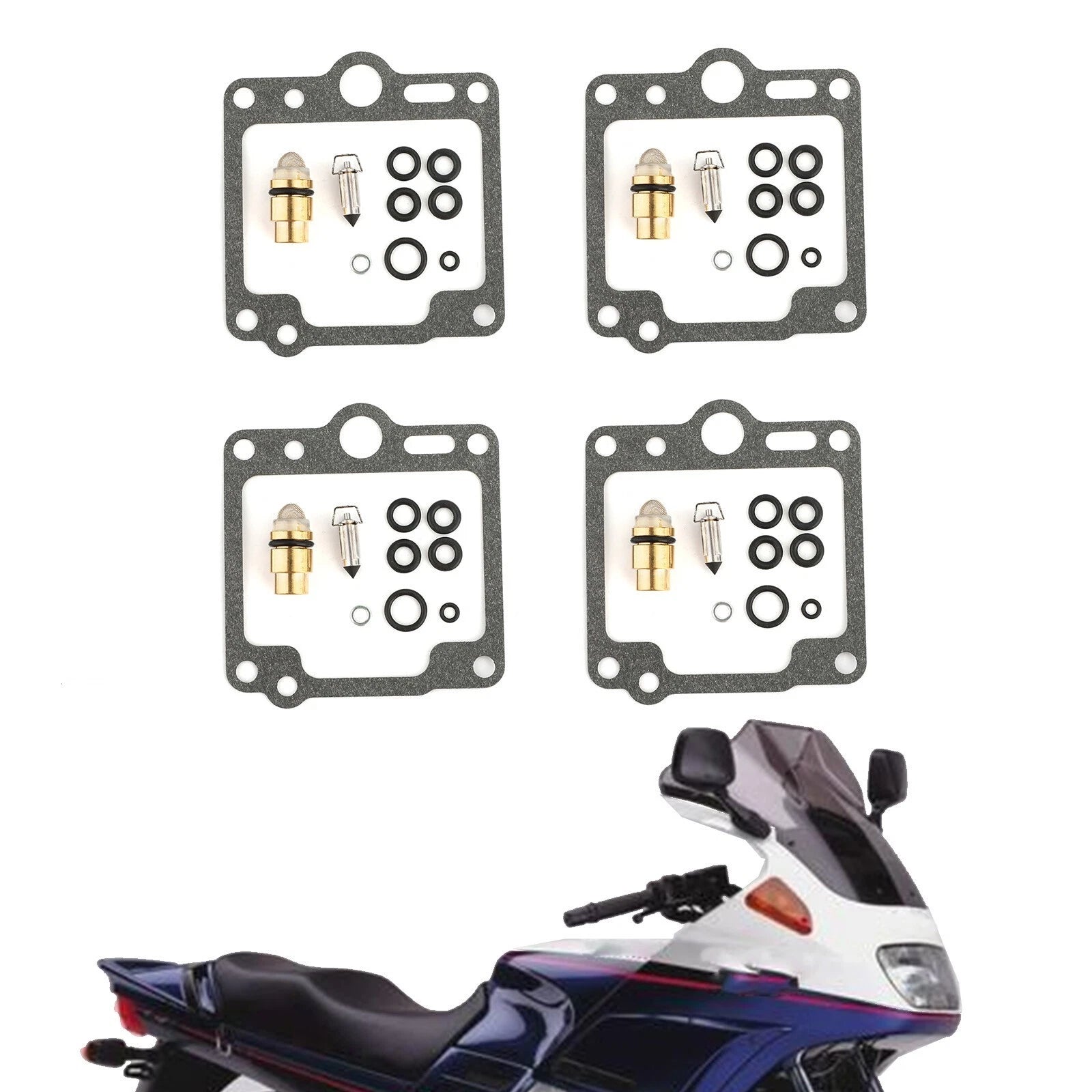 Set of 4 Carburetor Repair Kits for Yamaha XJ700, XJ750, FJ1100, FJ1200 (1985–1992)