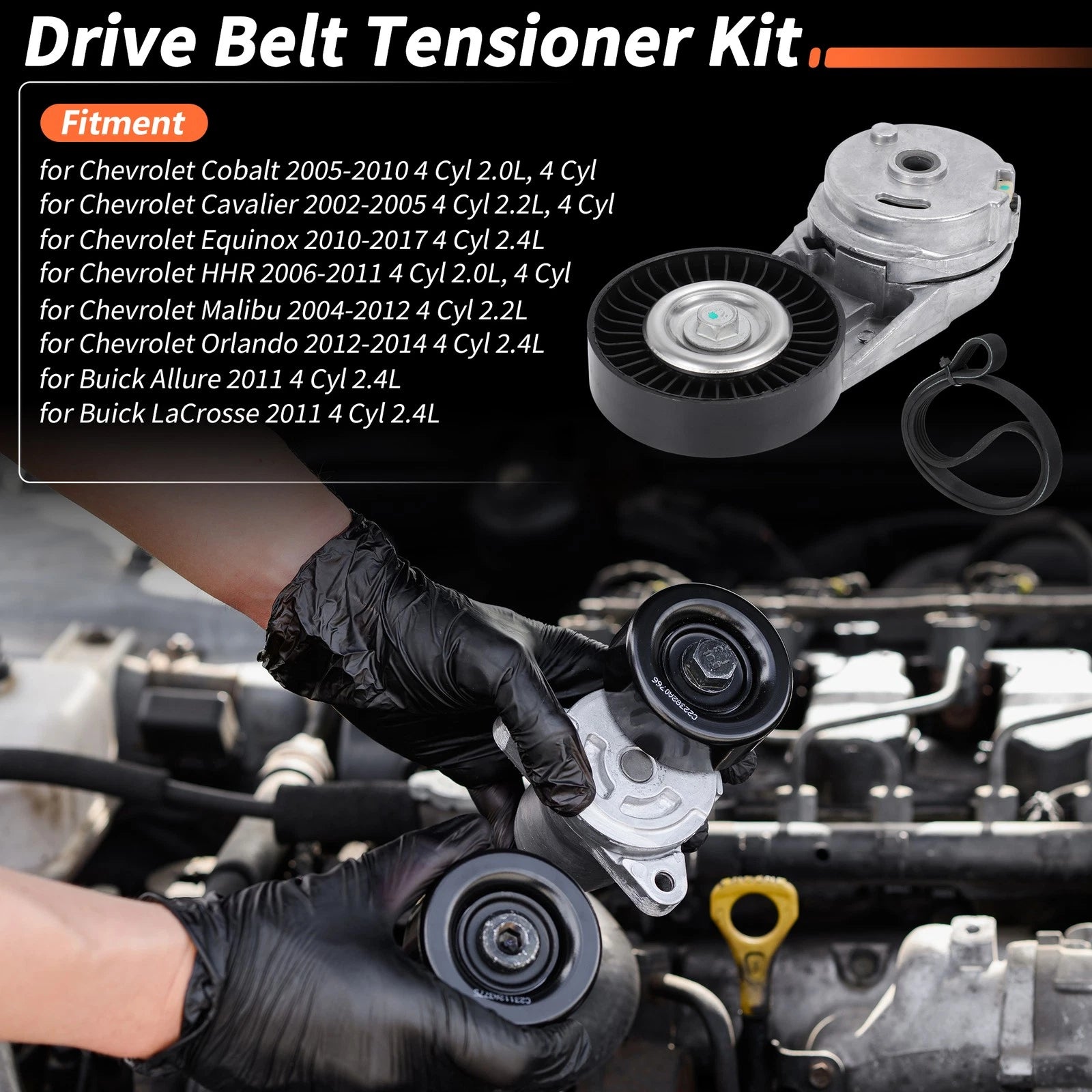 Set of 2 Drive Belt Tensioner Kits for Chevrolet Cobalt (2005–2010) 4 Cyl 2.0L