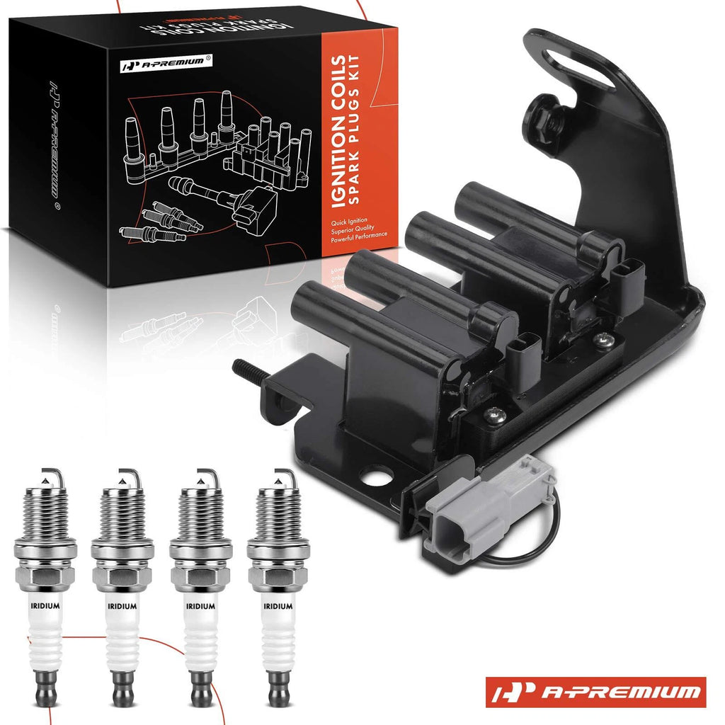 Set of 1 Ignition Coil & 4 Spark Plugs for Kia Rio (2001–2005)