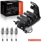 Set of 1 Ignition Coil & 4 Spark Plugs for Kia Rio (2001–2005)