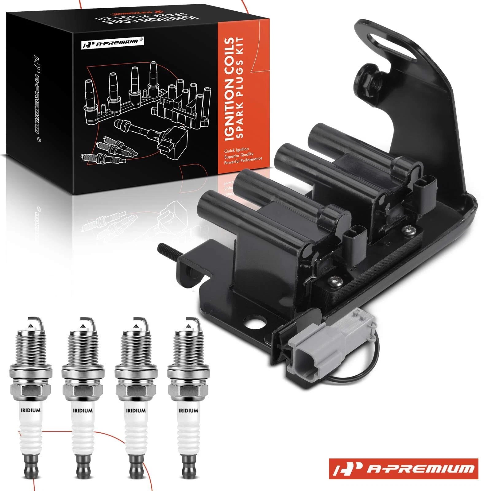 Set of 1 Ignition Coil & 4 Spark Plugs for Kia Rio (2001–2005)