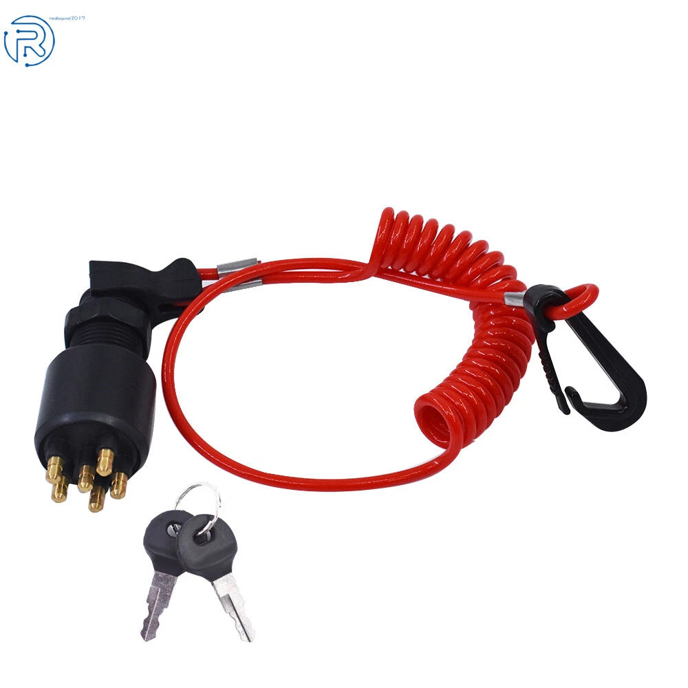Ignition Key Switch with Safety Lanyard for Evinrude Johnson (175974)