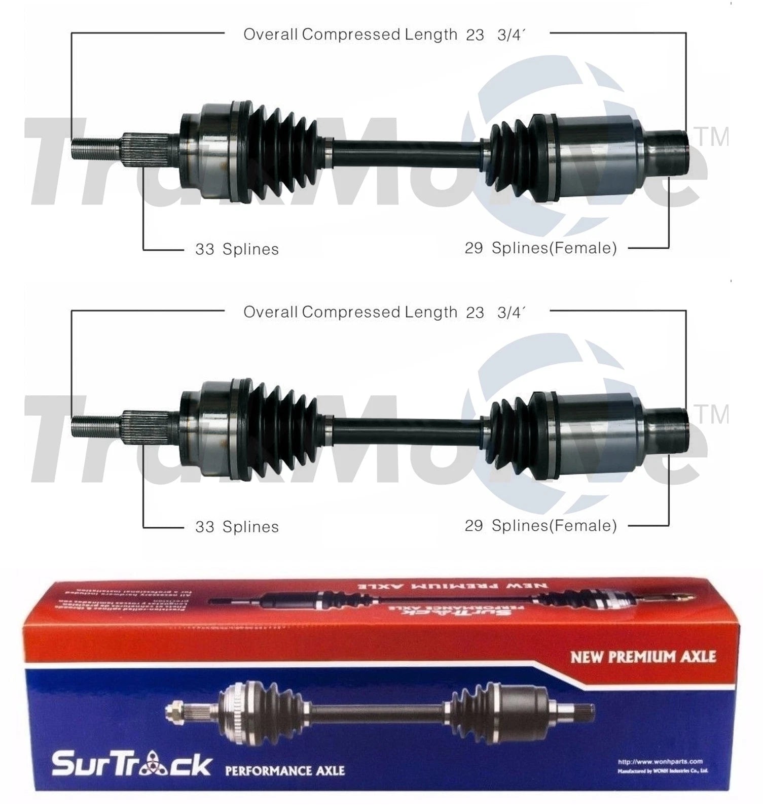 Set of 2 Front CV Axle Shafts for Dodge Ram 1500 (2006–2011) 4WD