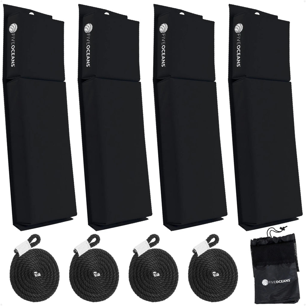 Set of 4 Black Contour Boat Fenders 24" x 6-7/8" x 2-1/2"
