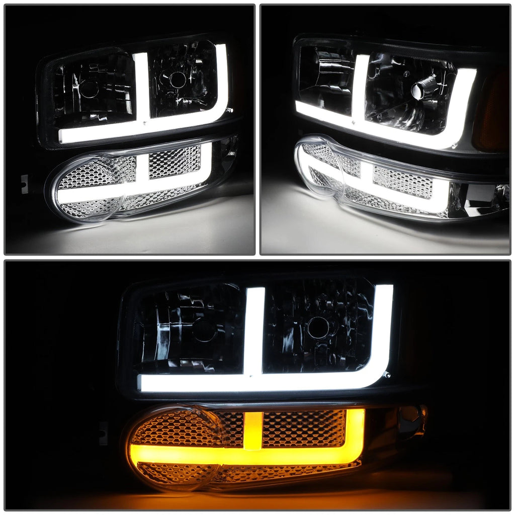 LED DRL Headlights for GMC Sierra Yukon Denali (2001–2007) - Chrome/Amber