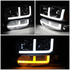 LED DRL Headlights for GMC Sierra Yukon Denali (2001–2007) - Chrome/Amber