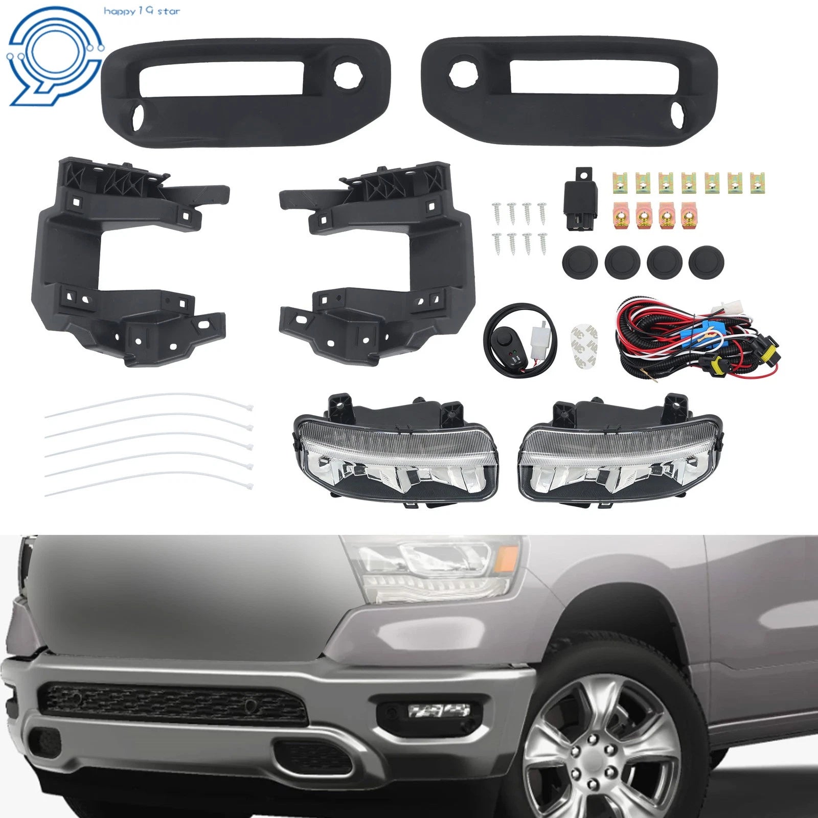 LED Fog Lights for Ram 1500 (2019–2023) w/ Switch Left+Right