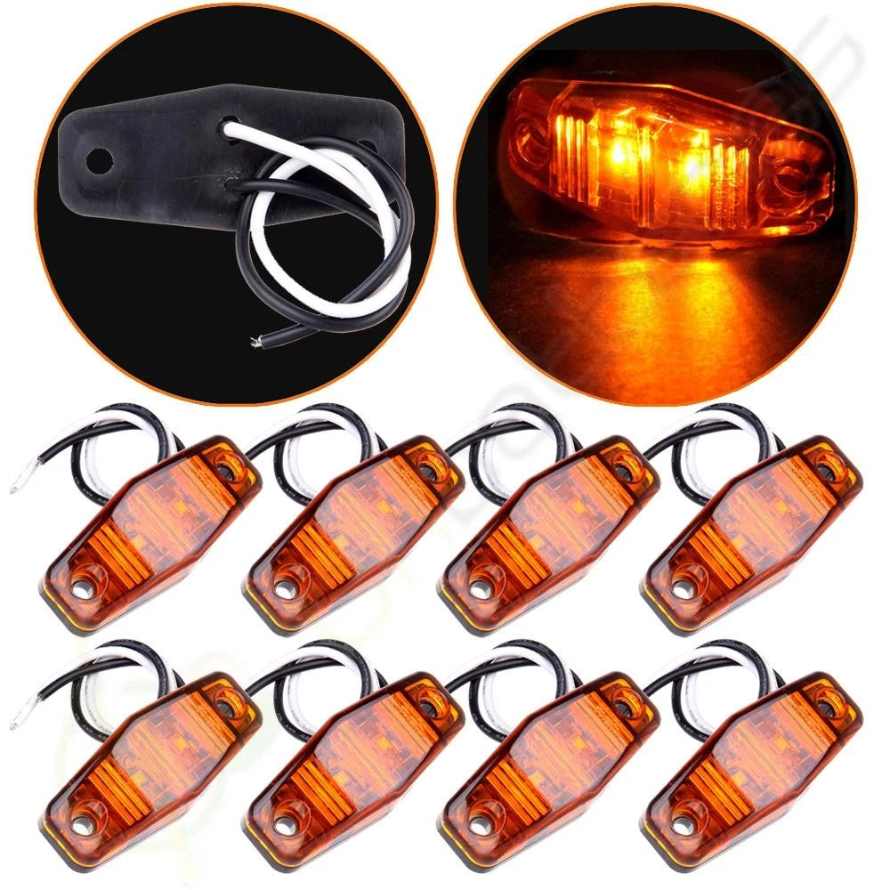 Pack of 8 Amber 2 Diodes Clearance Lamp for Trailer (Surface Mount)