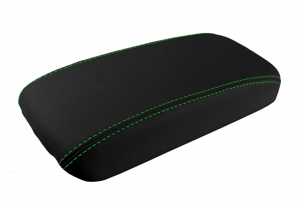 Leather Console Lid Armrest Cover for Honda Civic (2006–2011) Green Stitch