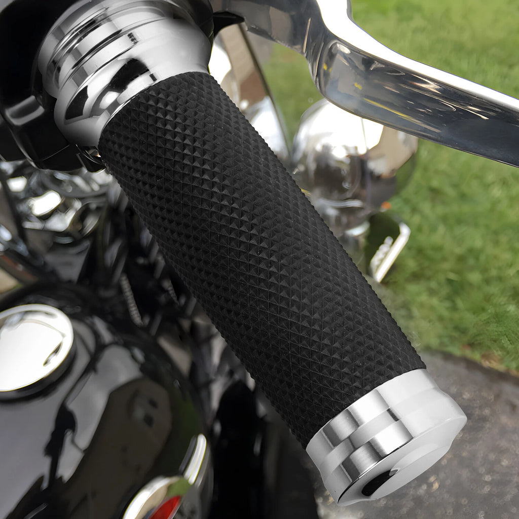 1" 25mm Chrome Motorcycle Hand Grips for Harley Honda Kawasaki Yamaha