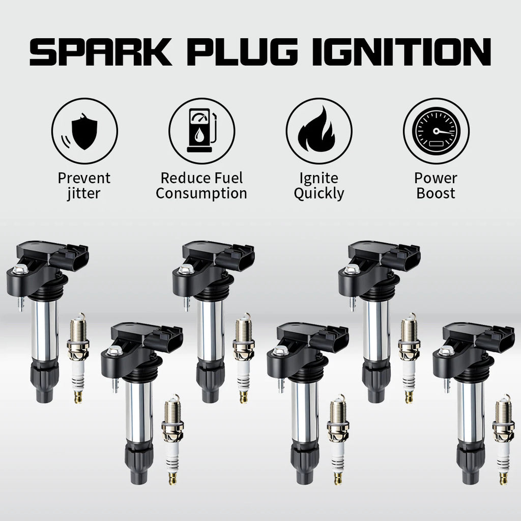 6X Ignition Coil & Iridium Spark Plug for Cadillac GMC Chevy Buick (OEM) UF569