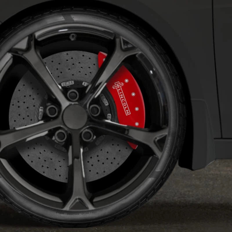 Red Caliper Covers Set of 4 Engraved 'Lincoln' for 2018-2024 Navigator w/E-Brake