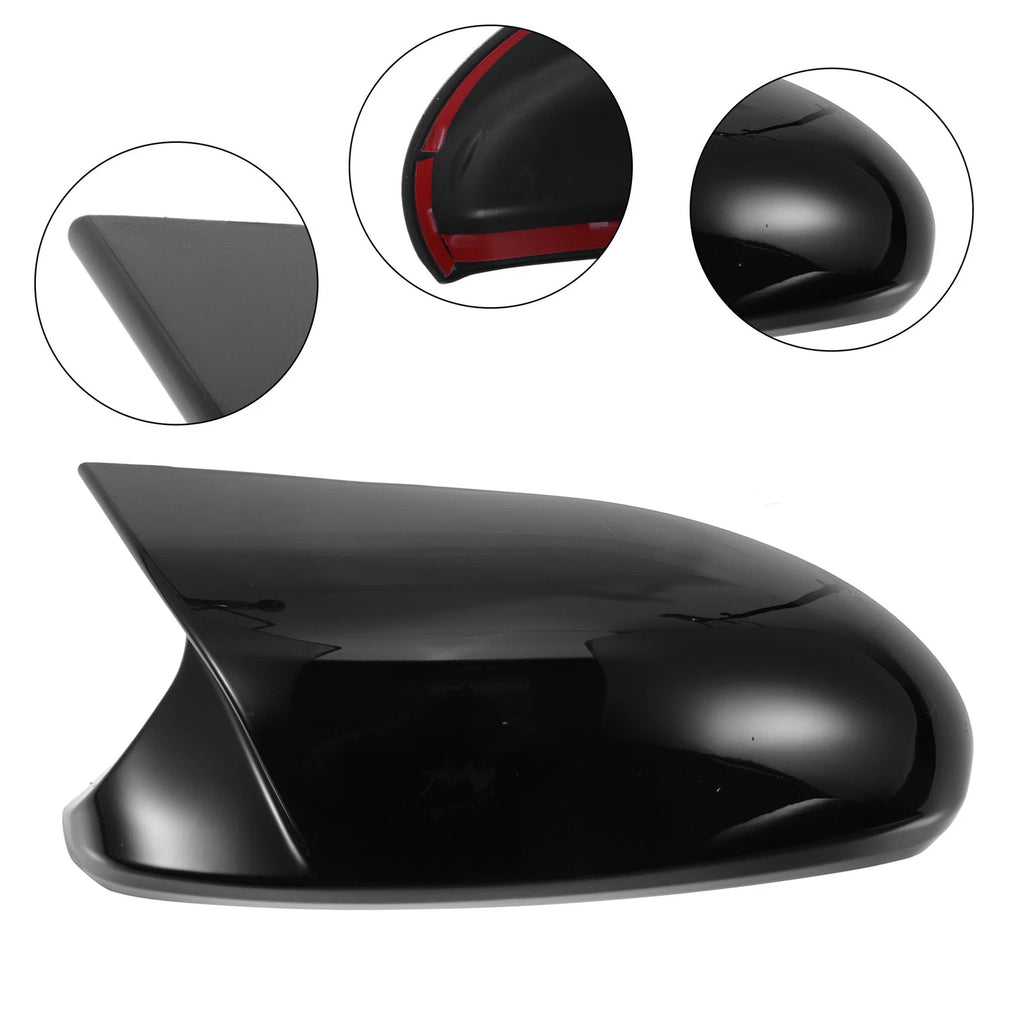 1 Pair Rear View Mirror Cover Shell for BMW (Bright Black)