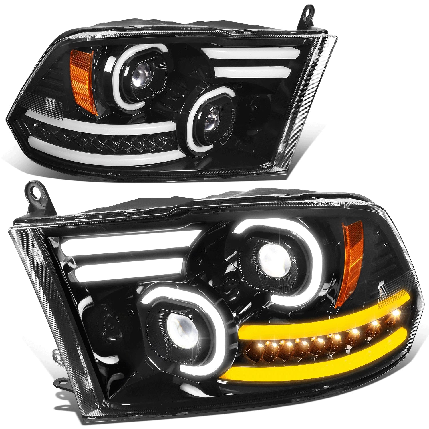 LED DRL Sequential Signal Projector Headlight Lamps for Ram 1500 2500 3500 (2009–2018)