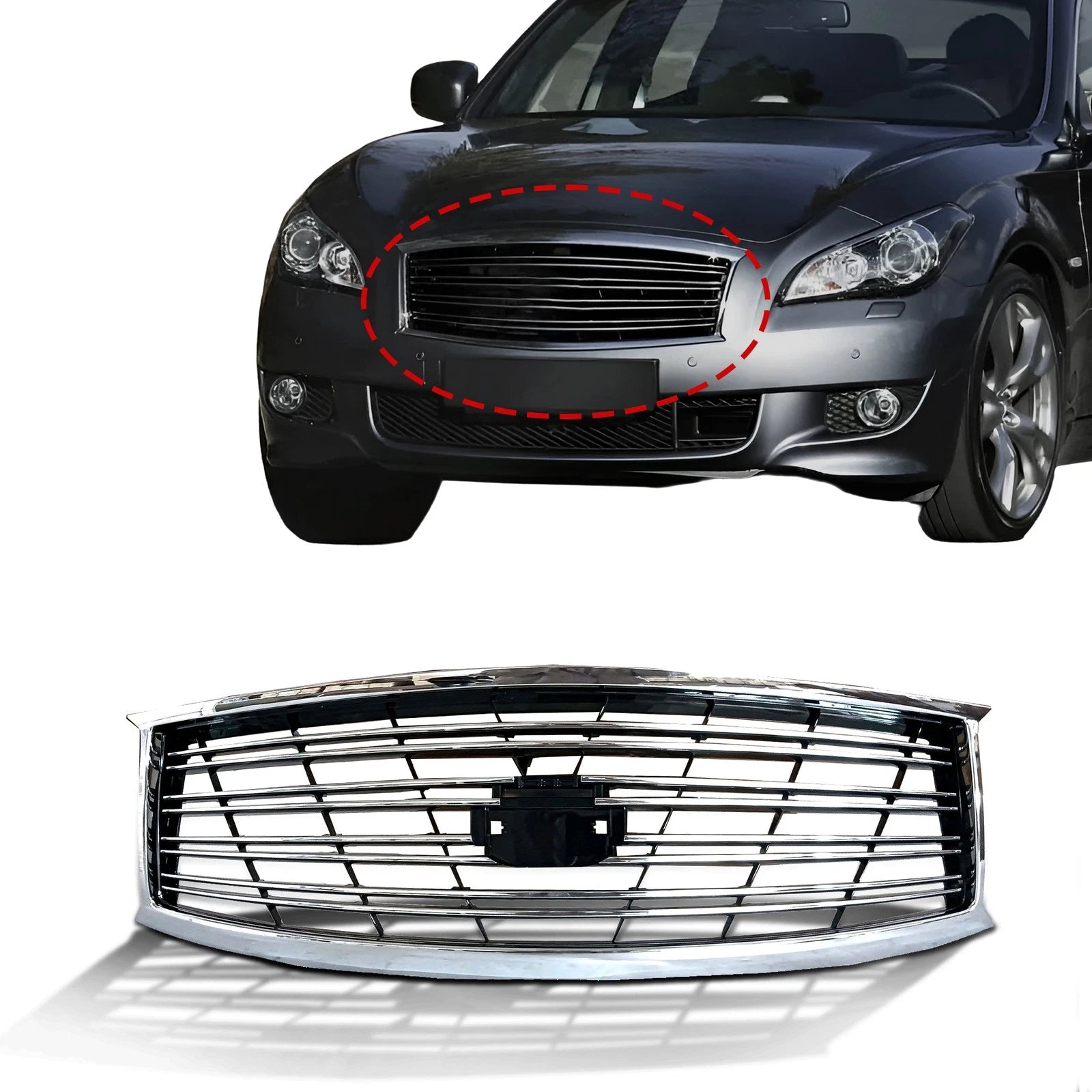 Chrome Front Bumper Upper Grille for Infiniti M37 M56 (2011–2013)