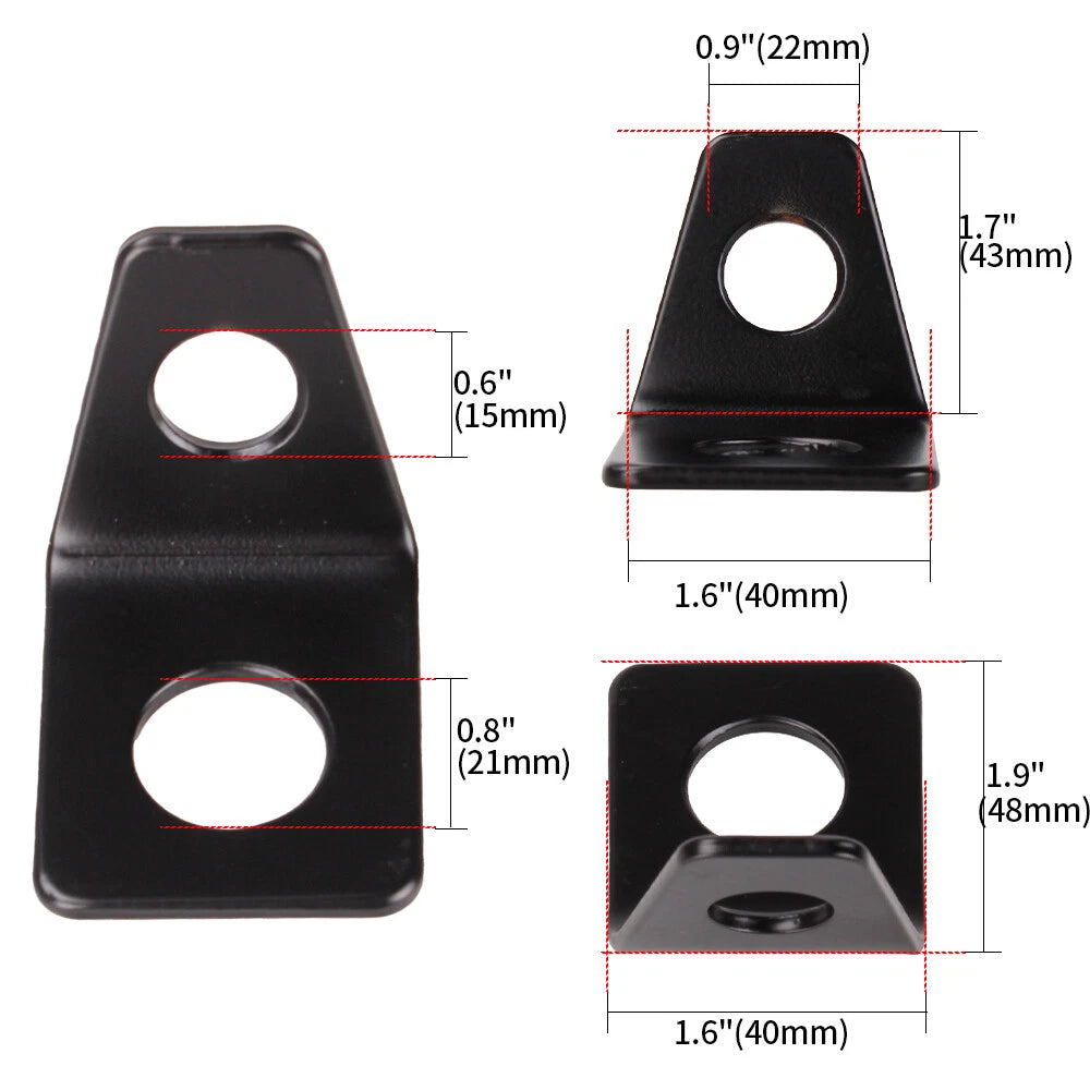 Set of 4 Seat Belt Mounting Brackets for 90 Degree Angle Installation