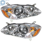 Set of 2 Chrome Headlights for Toyota Corolla (2003–2008)