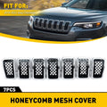 Set of 7X Front Grille Inserts for Jeep Cherokee (2019–2022) Chrome Honeycomb Mesh