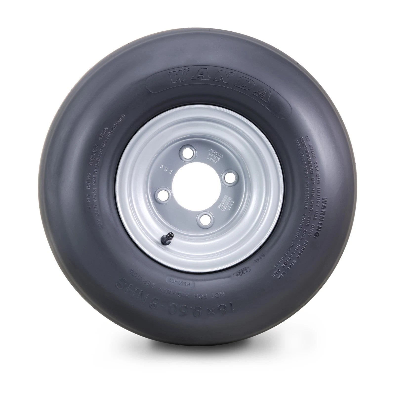 18x9.5-8 Lawn Mower Tire & Wheel Set of 2 with 4x4" Silver Wheel (13210)