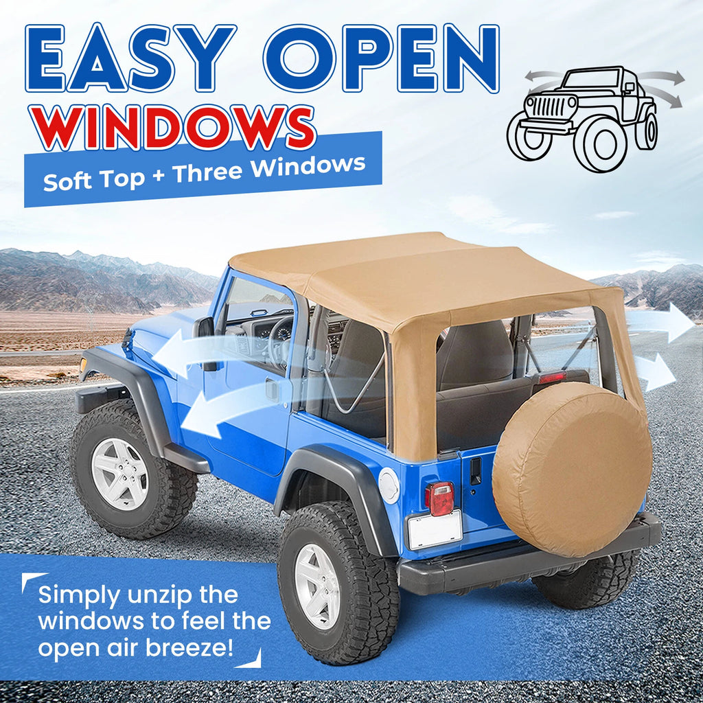 Soft Top Replacement for Jeep Wrangler TJ (1997–2006) Tinted Windows