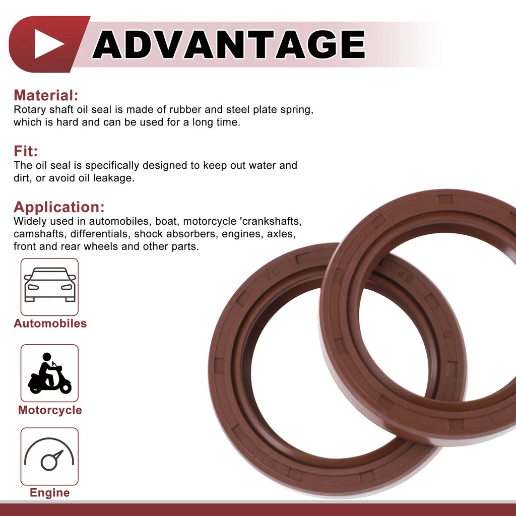 Set of 2 Oil Seal Rotary Shaft Seal FKM Rubber 35x48x8mm