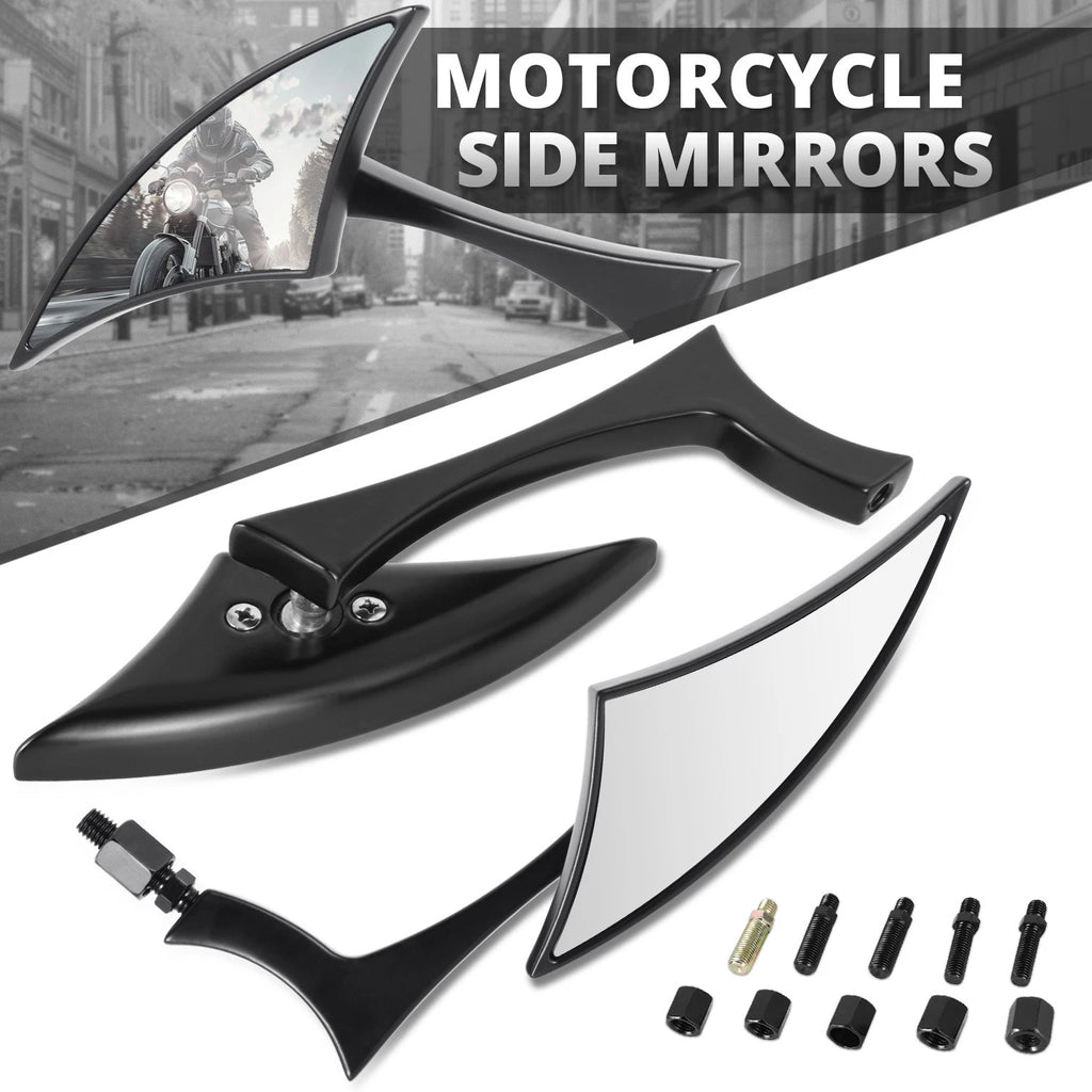 Axe Black Triangle Anti-Glare Side View Mirrors for Universal Naked Bike Cruiser