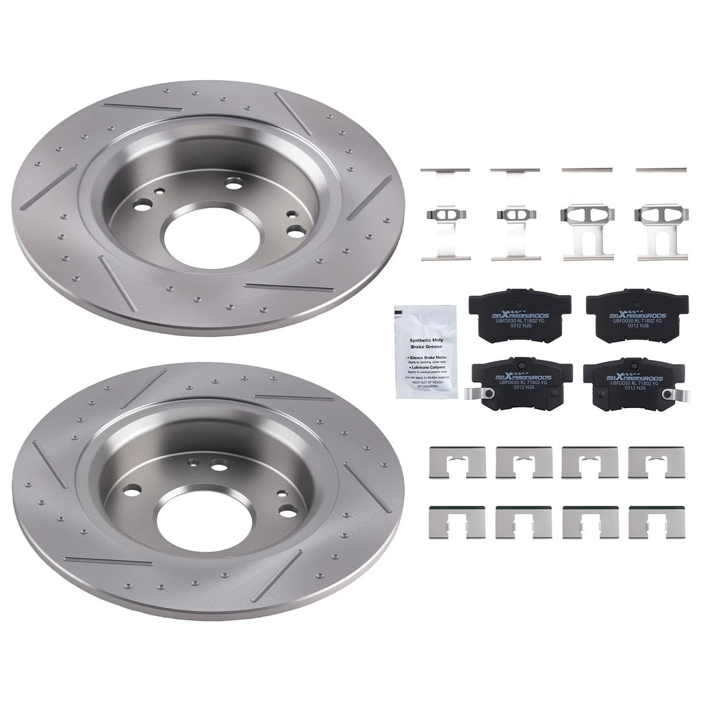 Set of 2 Rear Brake Rotors + Ceramic Brake Pads for Honda Civic (2006–2015)